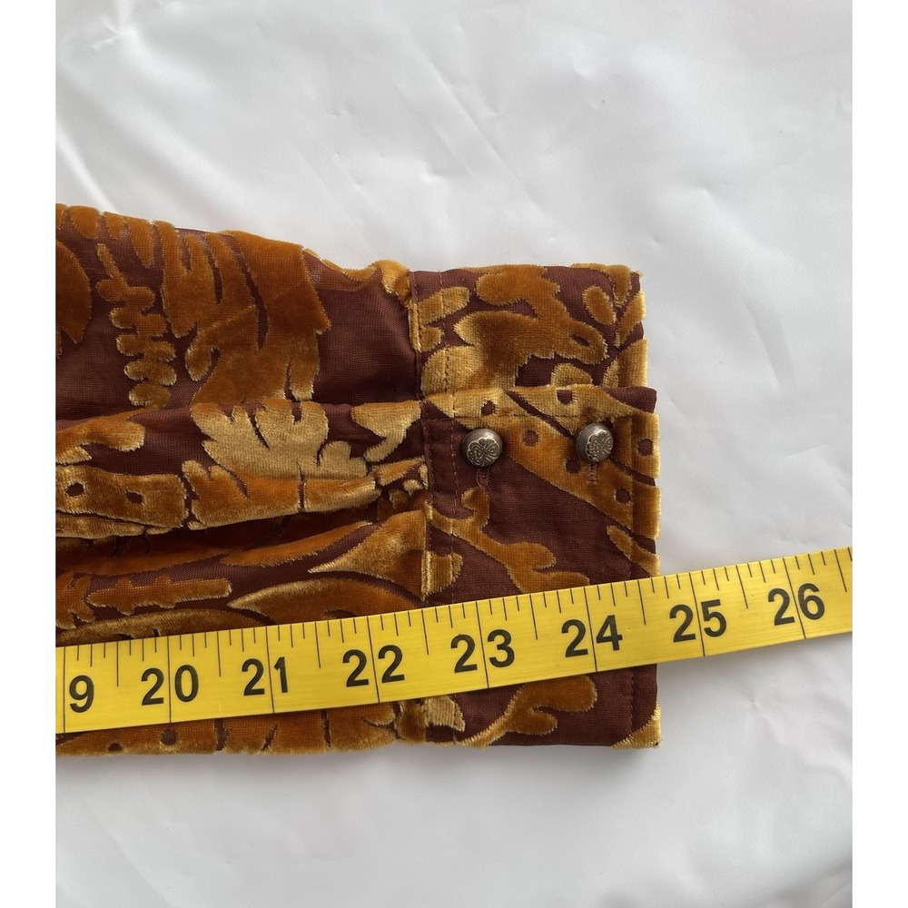 Soft Surroundings Floreat Mustard Gold Velvet Burnout Top Buttondown Size XL - Picture 5 of 6